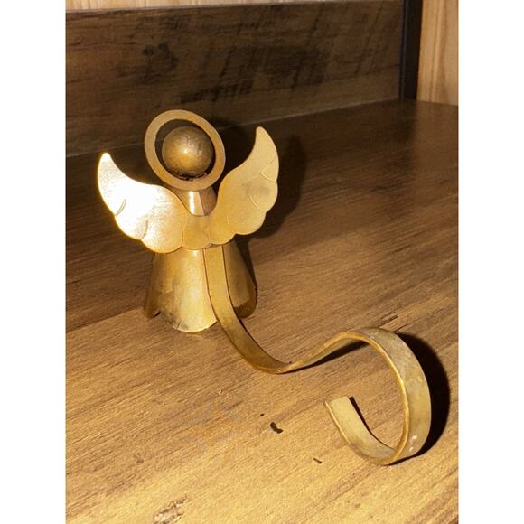 Angel Candle Snuffer Gold Plated On Brass Angel Halo Trumpet Curved Handle VTG - Picture 7 of 11